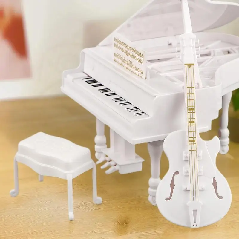 

Набор из 3 миниатюрных музыкальных инструментов: пианино, гитара, виолончель. Аксессуары для кукольного домика, имитационные украшения.