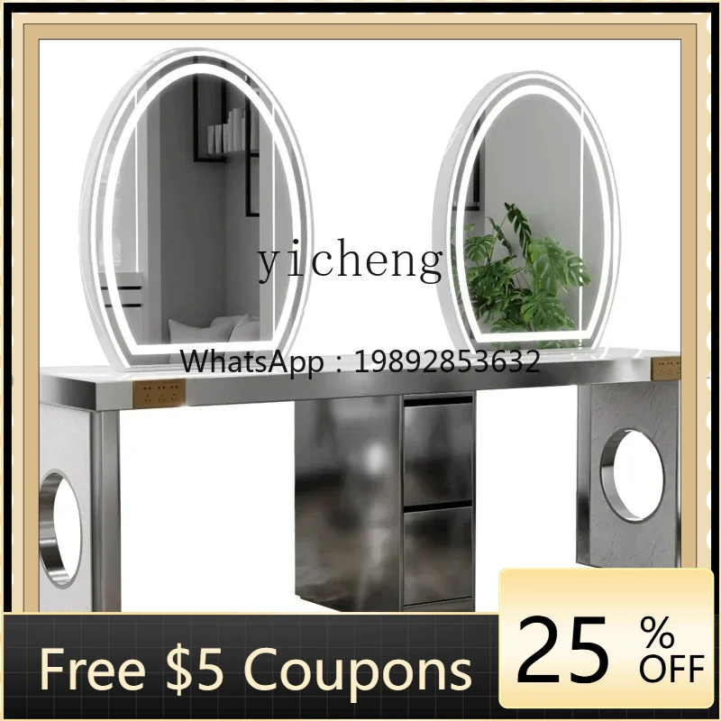 ZZ   hair salon special mirror table perm and dyeing area with desktop barber shop, hair salon mirror cabinet integrated