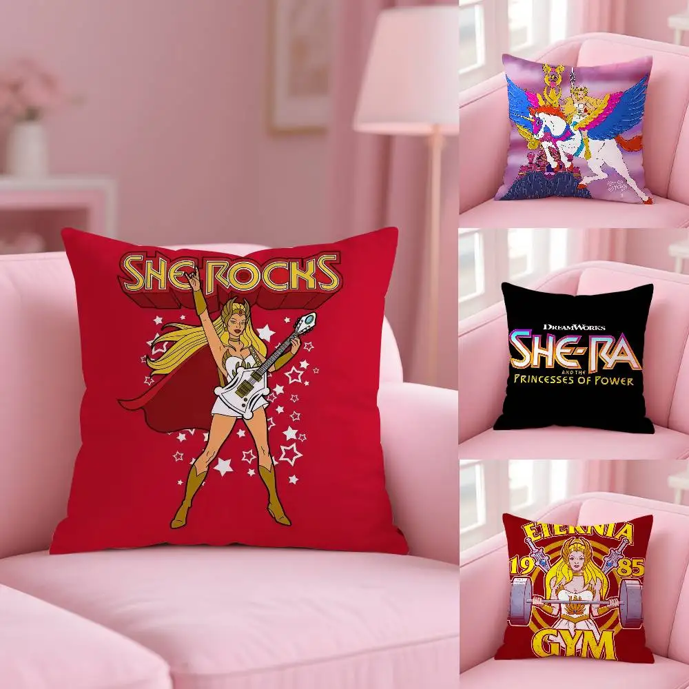 Anime She-Ra-Princess of Power Pillow Case Anti-dustmite Pillowcase Invisible zipper silky short plush Sofa cushion cover