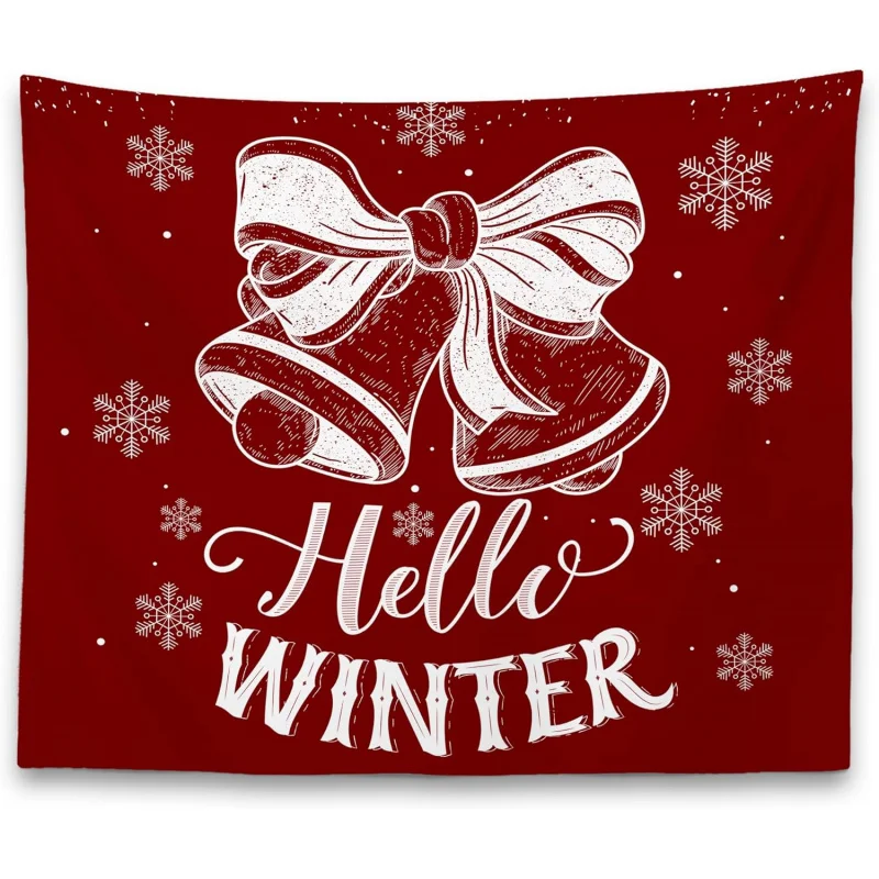 

Winter Christmas Wall Tapestry Hanging in Bedroom Country Snowflake Bow Decoration Gift for Women Living Room Family Dormitory