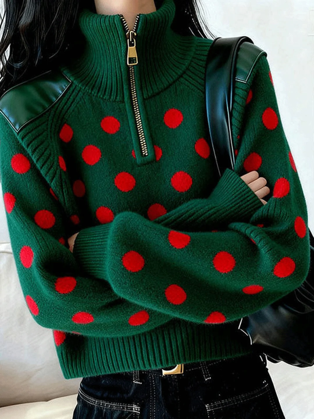 

Женский вязаный свитер на молнии с высоким воротником, свободный крой, базовый слой, верхняя одежда, верхняя одежда, удобный весенне-осенний...