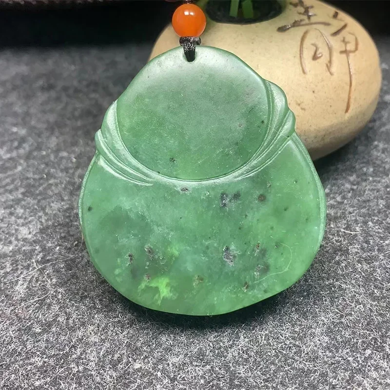 Natural Hetian Jade Jasper Hand Carved Mammon Jade Pendant Jewelry Lucky Exorcise Evil Spirits Safety Amulet Fine Jewelry