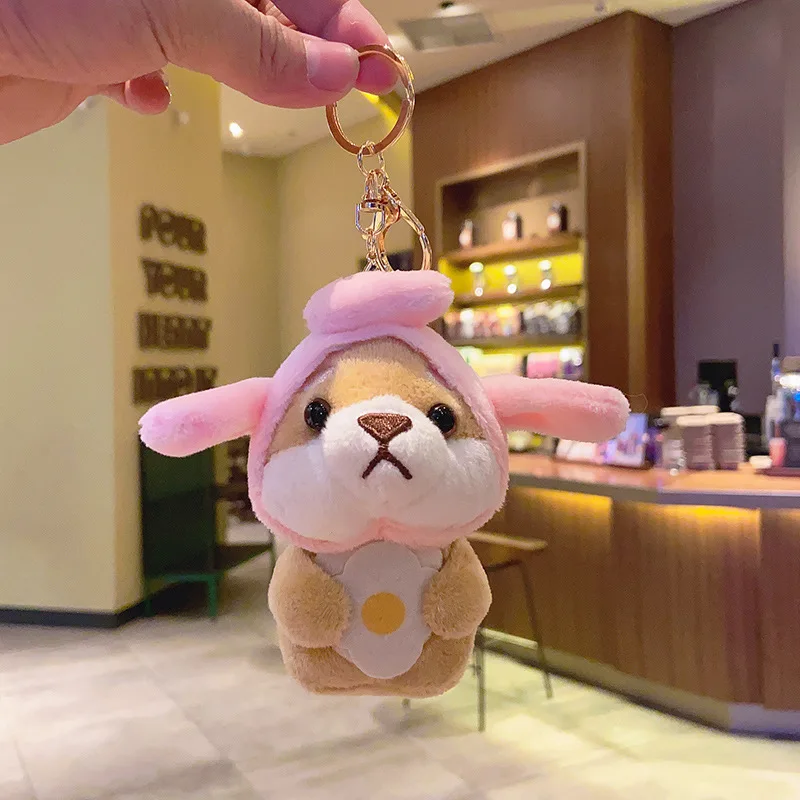 New Cute Corgi Chaveiro Pingente Puppy Plush Doll Schoolbag Pingente Shiba Inu Bonito Mochila Boneca Chaveiro Enviar Amigos Presentes