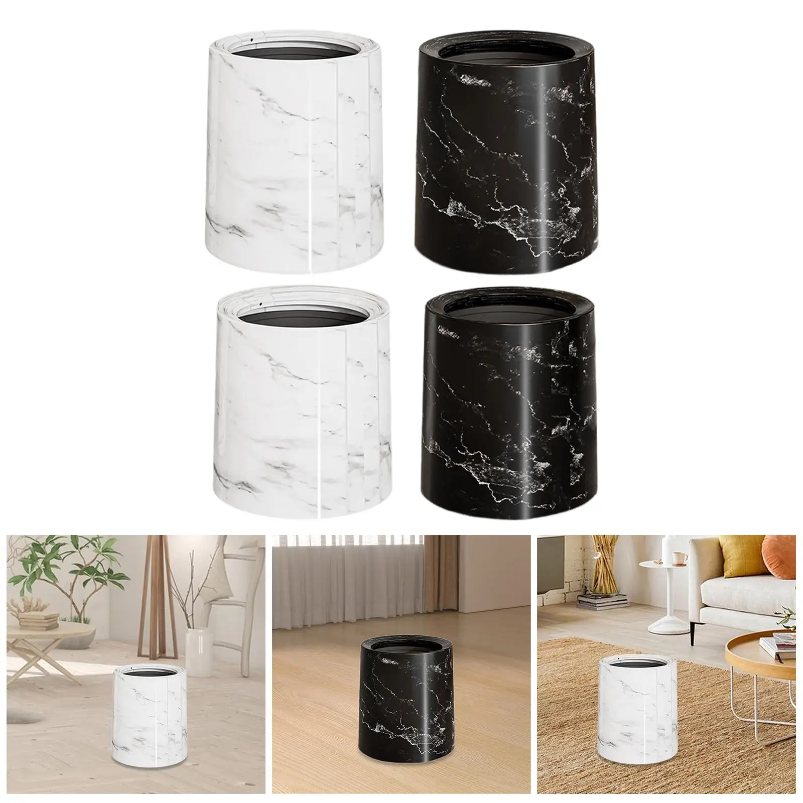 Trash Can Large Capacity Chinese Style Waste Basket for Bedroom Study Toilet