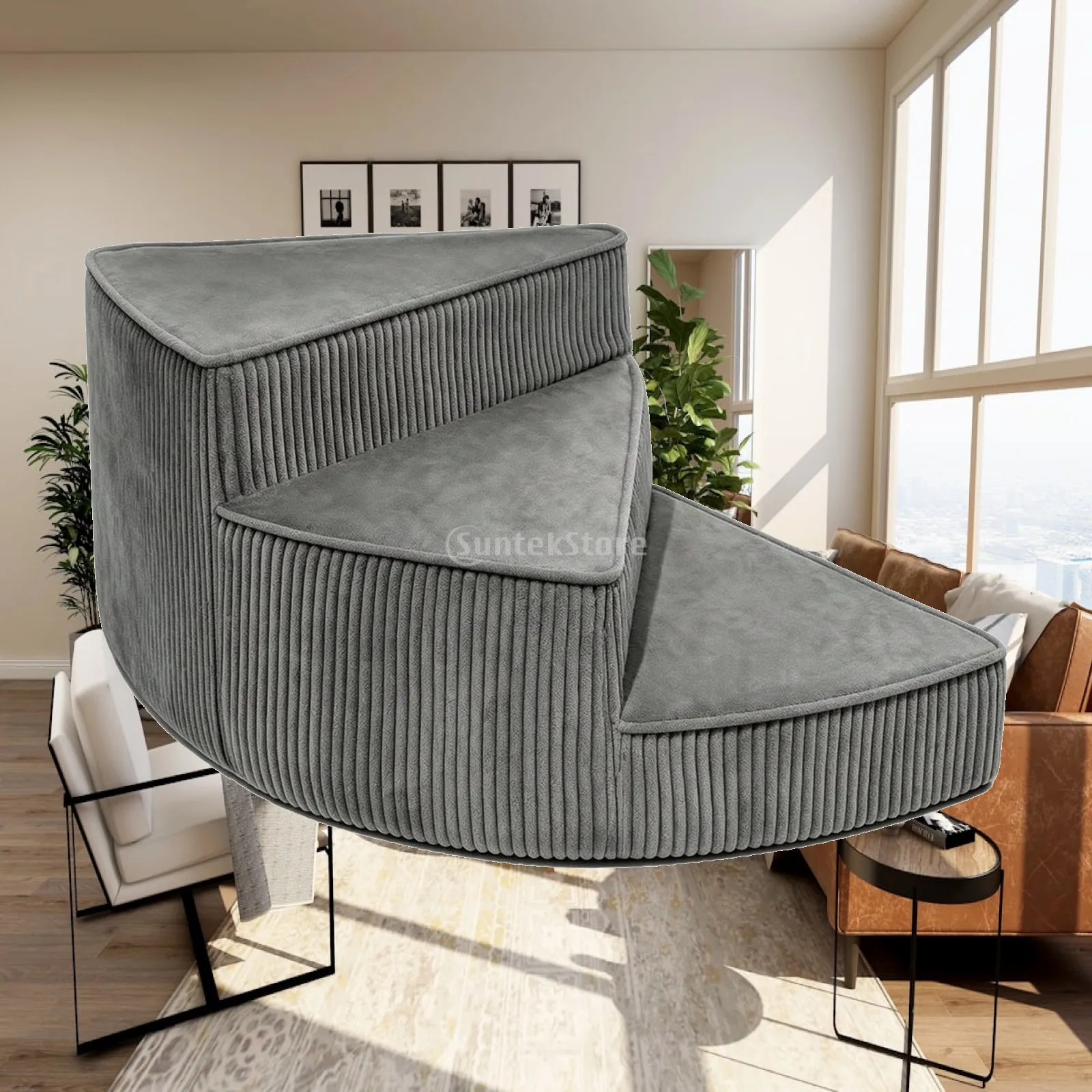 Curved Foam Pet Ladder Ramp for Dogs Cats Elderly Pets Easy Access to Sofa Bed Waterproof Cover