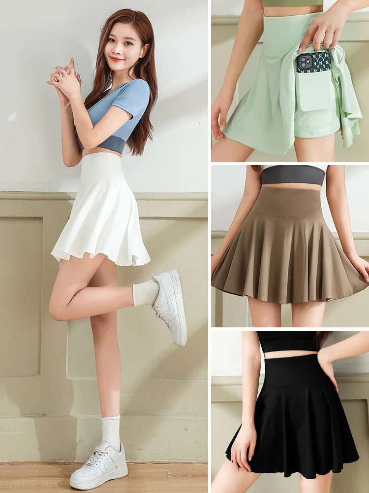 

Women's Tennis Skirt Set Summer Qui Dry Pleated Sports orts Badminton Yoga Fitn Running Gym High Waist A-Line Skirt
