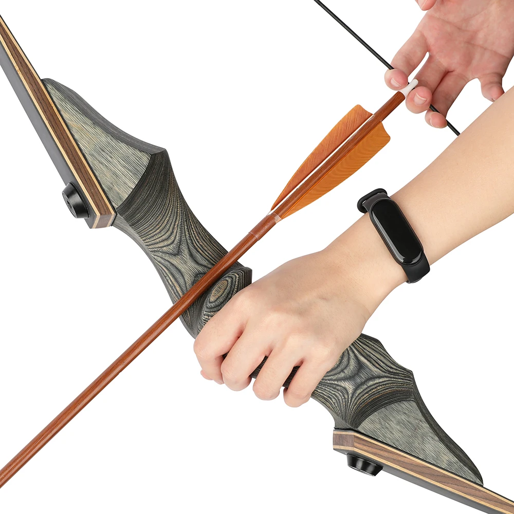 Imagem -04 - Arco e Flecha Longbow Madeira Black Hunter Takedown Recurve Bow American Hunting Target 2060lbs Longbow 60