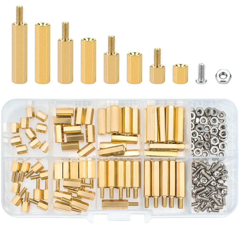 180 Pcs M2.5 Male Female Hex Brass Spacer Standoff Screw Nut Assortment Kit Brass M2.5 Motherboard Standoffs And Screw Kits