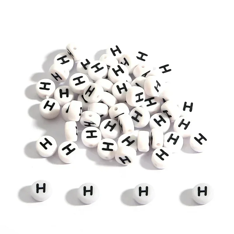 100-500 Stück Acryl A-Z 26 Buchstabenperlen Weiße Runde Alphabetperlen mit Löchern für Schmuckherstellung Halskette Armband Zubehör