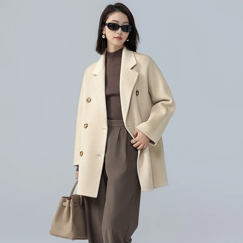 Double-sided camelcashmere coat 2024 Autumn/winter new high-grade feel temperament  jacket, suit jacket