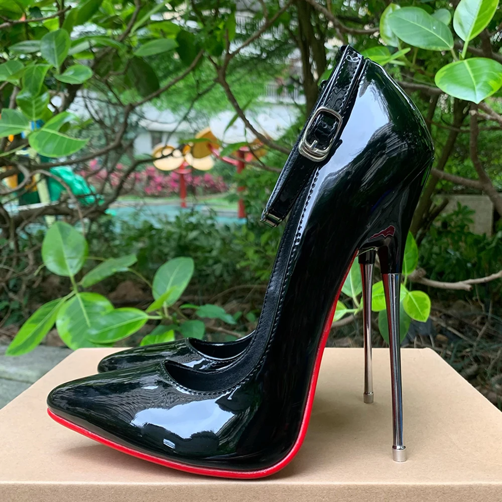 

Hot 16cm Metal High Heels Stilettos Sexy Women Pumps Black Fetish Model Factory Customize Unisex Man Shoes Plus Size46