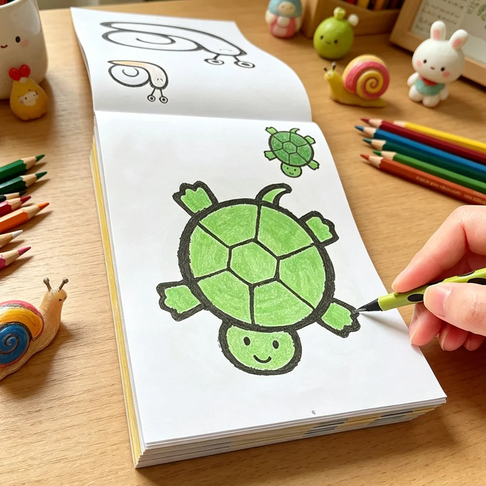 Children's Coloring Book 32 Pages for Ages 3-6 Cute Cartoon Animal Vehicle Designs Early Learning Activity Book for Toddlers