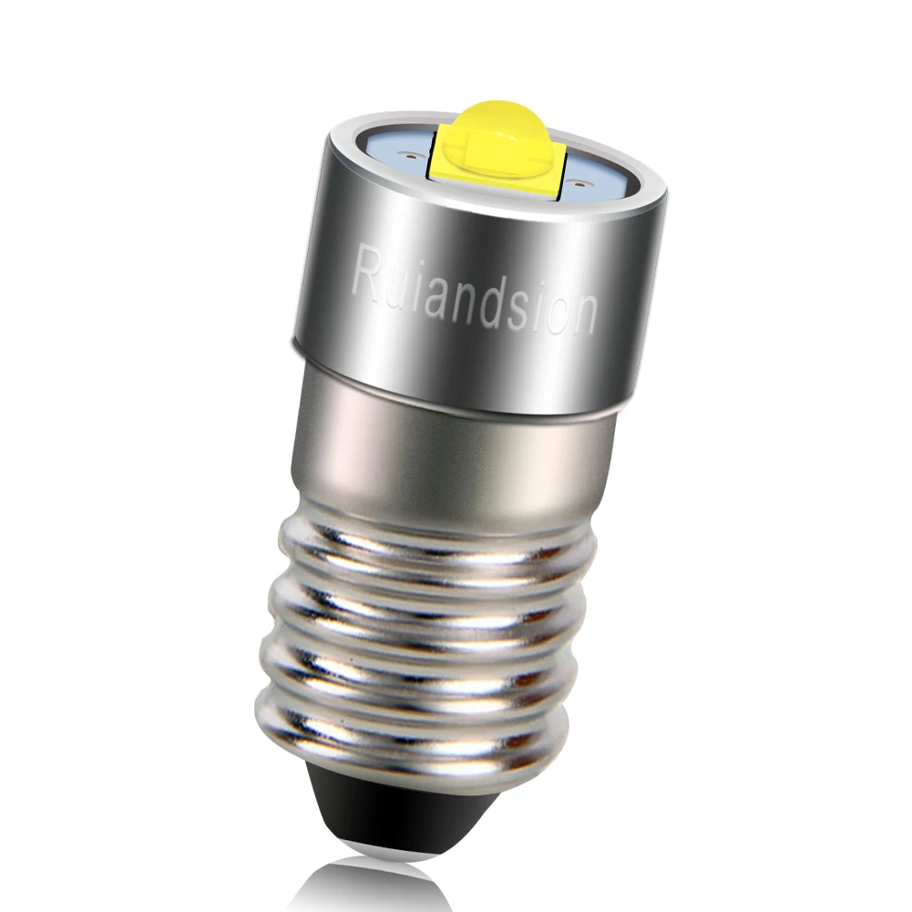1Pcs Ruiandsion E10 Maglite Original Upgrade LED Bulb 3W 6‑30V DC 1V 3V 6V 9V 6500K White for Flashlight Torch Camping Hiking