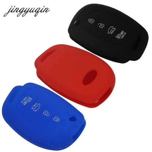Imagen 2 del producto Jingyuqin-funda de silicona con tapa para llave de coche, funda protectora plegable de 4 botones para Hyundai ix45 Santa Fe i30 i35 i40 Genesis