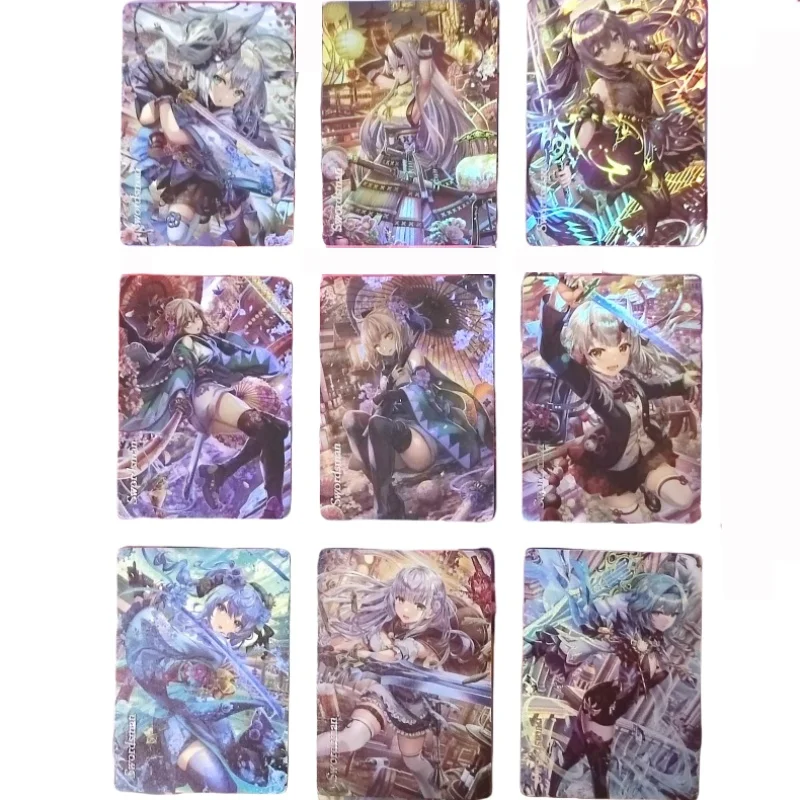 9 גיליונות פלאש כרטיס tomoe gozen shiragane noel חרב אנימה נערה diy חם סדרת פעולה צעצוע דמויות משחק אוסף משחק