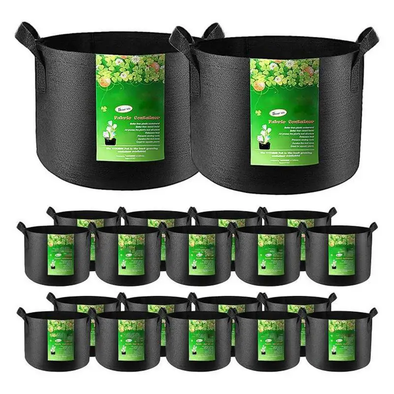 

20pcs Garden Planter Bags Fabric Plant Growing Pots Gardening Vegetable Gallon Seedling Growing Pot Felt Plant Grow Bags Supply