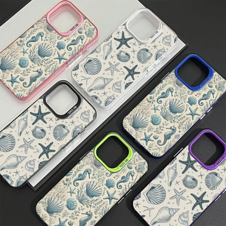 Marine Organism Shell Case for iPhone 11 12 13 Pro Max 16e 17 Air 14 15 16 Plus Soft Cover