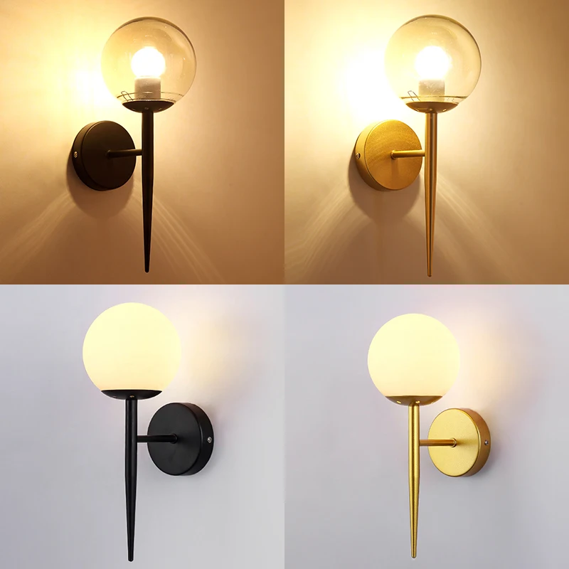 

Nordic Glass Ball LED Wall Light for Living Room Interior Bedroom LED Wall Lighting Fixture Wall Sconce for Home