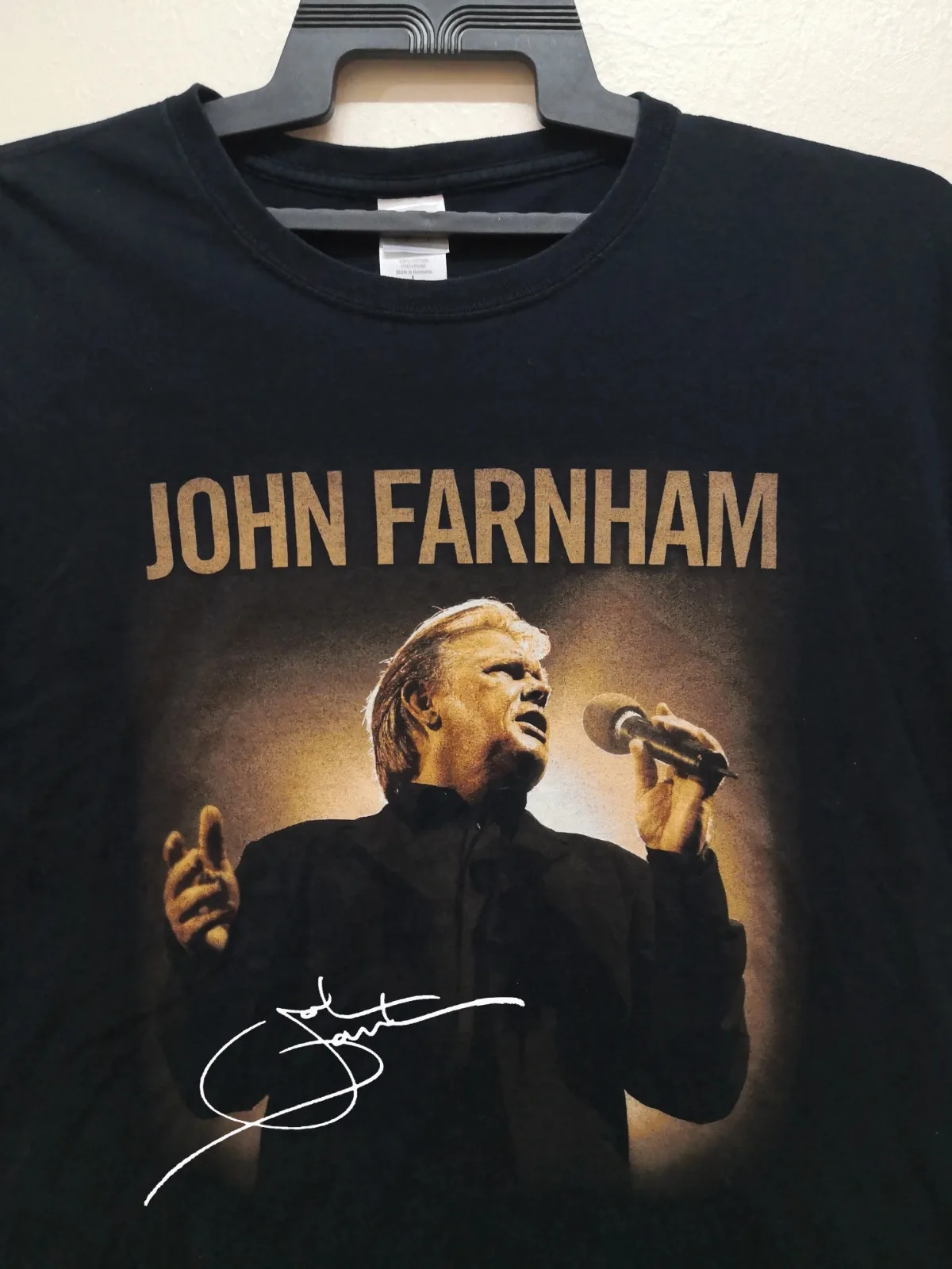 

Винтажная австралийская туристическая рубашка John Farnham, Черная Мужская Унисекс, телефон LI919