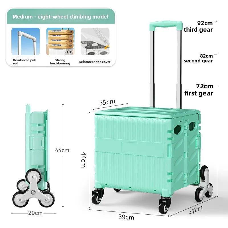 Foldable Shopping Cart Groceries Outdoor Camping Stair Climbing Hand Pull Cart Street Vendor Express Delivery Shopping Trolley