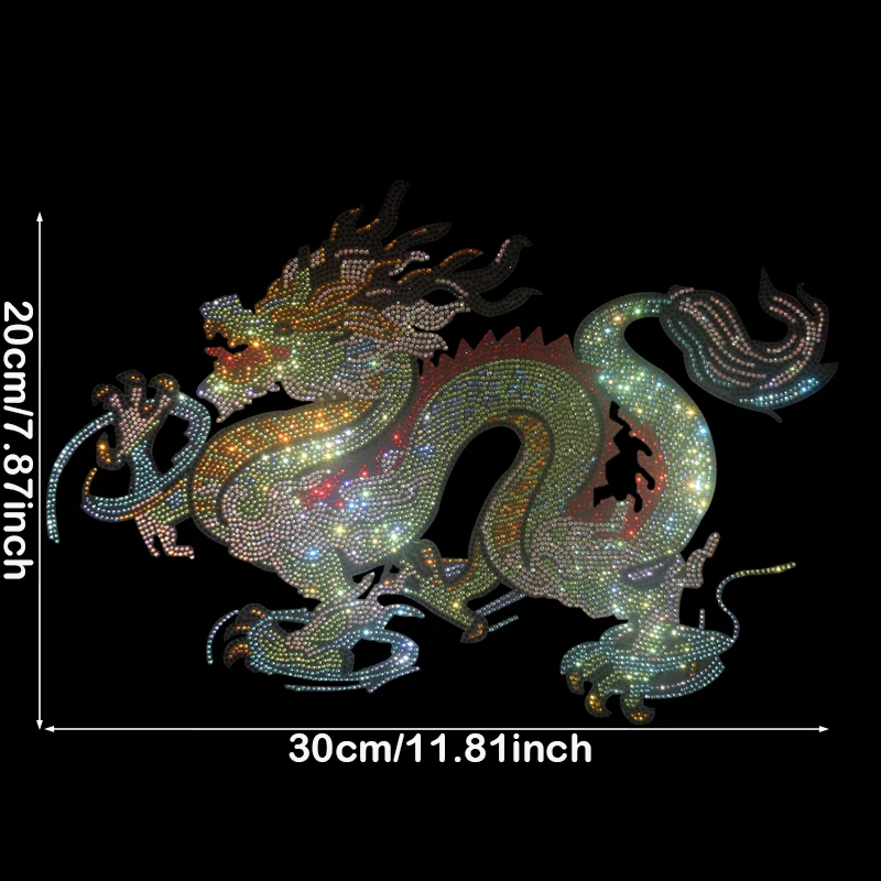 ​Mythical Eastern Serpent Rhinestone Transfer - Jade & Garnet Appliqué for Tops, Bags & Ethnic Decor (Tactile Scale Texture)​​