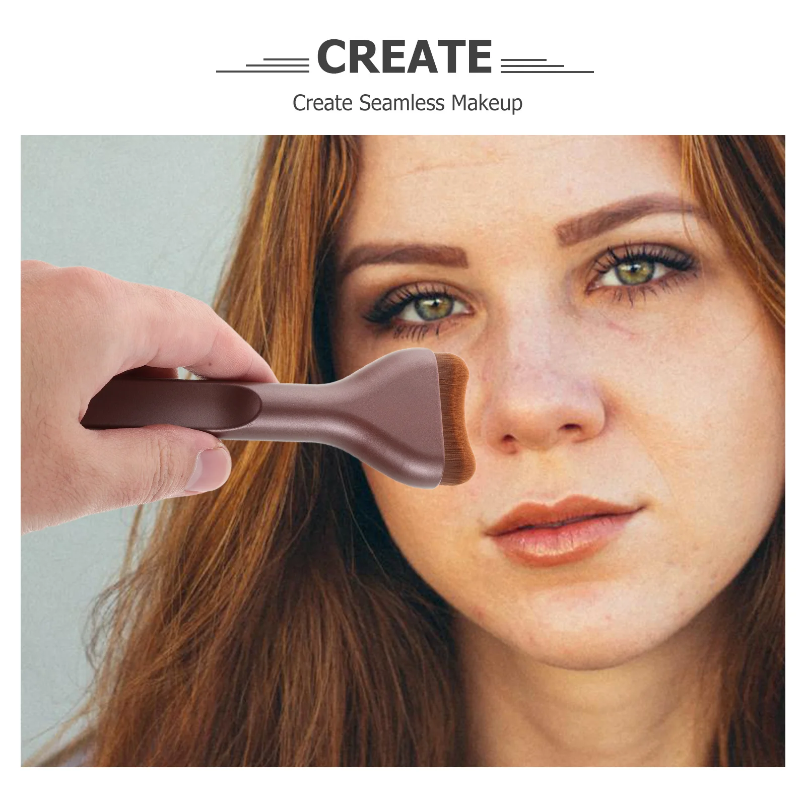 액체 및 파우더 메이크업용 울트라 씬 파운데이션 브러쉬 3개 - 페이스 브론저 하이라이터용 플랫 컨투어 블렌딩 어플리케이터
