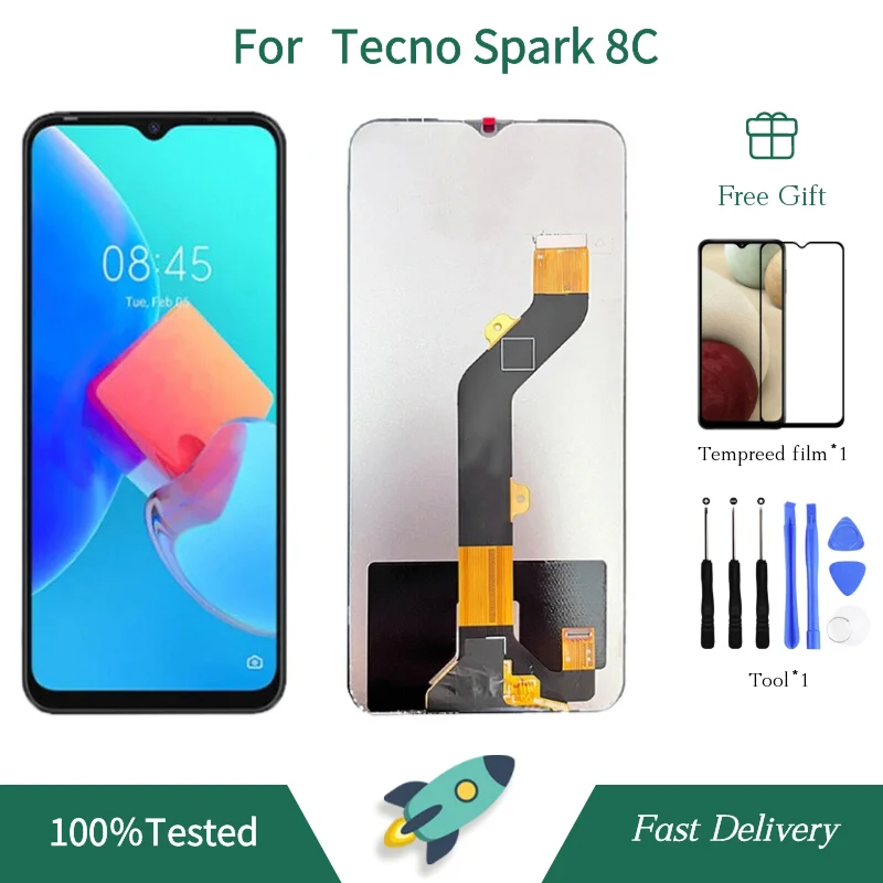 For Tecno Spark 8C Display KG5K KG5J KG5N Touch Screen Digitizer 6.6\