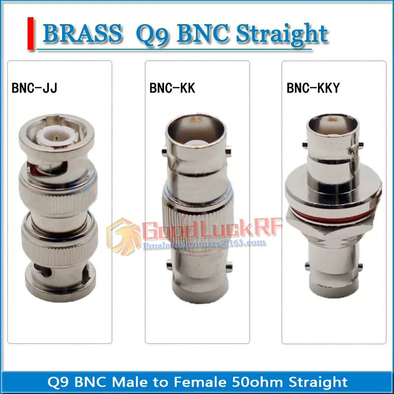 Q9 BNC Male to Male & BNC Female to BNC Female Washer Nut Bulkhead Panel Mount Straight 50ohm Brass RF Connector Adapters
