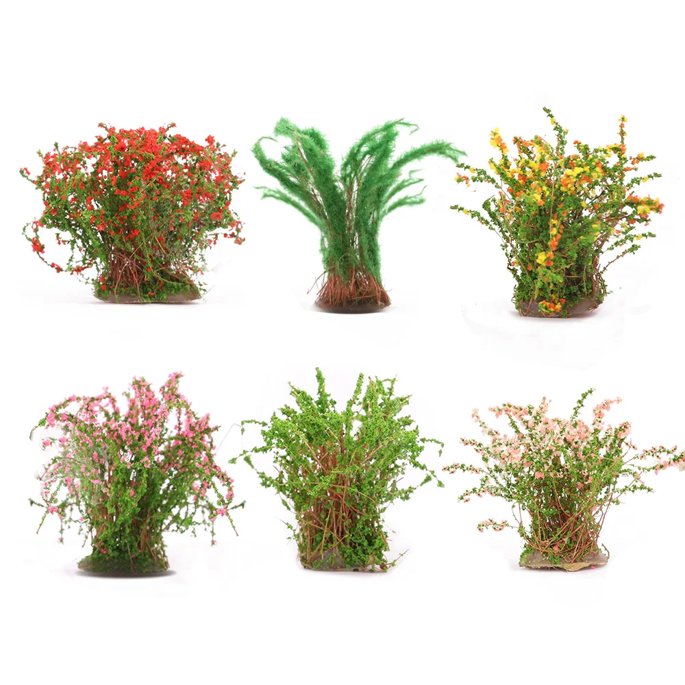 

Miniature Flower Cluster Simulation Grass Shrub Model For Diy Building Sand Table/Railway/Garden Scene Layout Diorama Kit 6Pcs