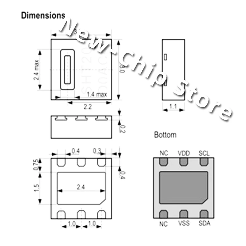 10PCS-50PCS/LOT SHT20 DFN-6 SMD Digital Temperature And Humidity Sensor New Original