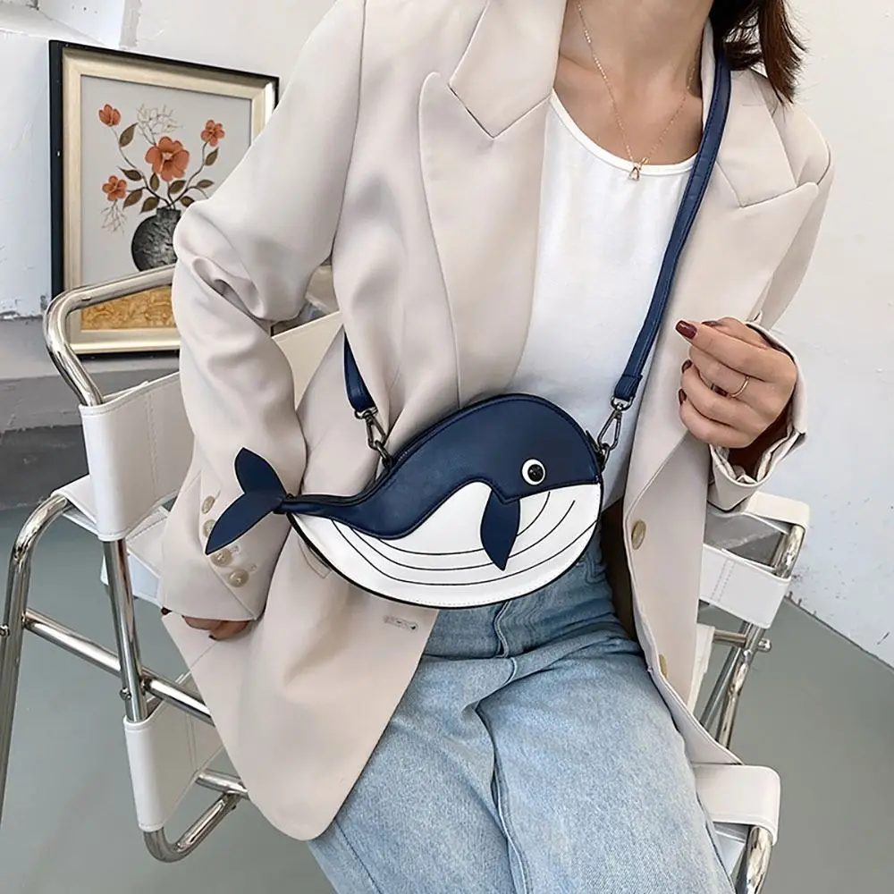 New Little Whale Animal Shaped Shoulder Bag PU Leather Crossbody Bag Personalized Phone Purse Women Fashion Cartoon Handbag