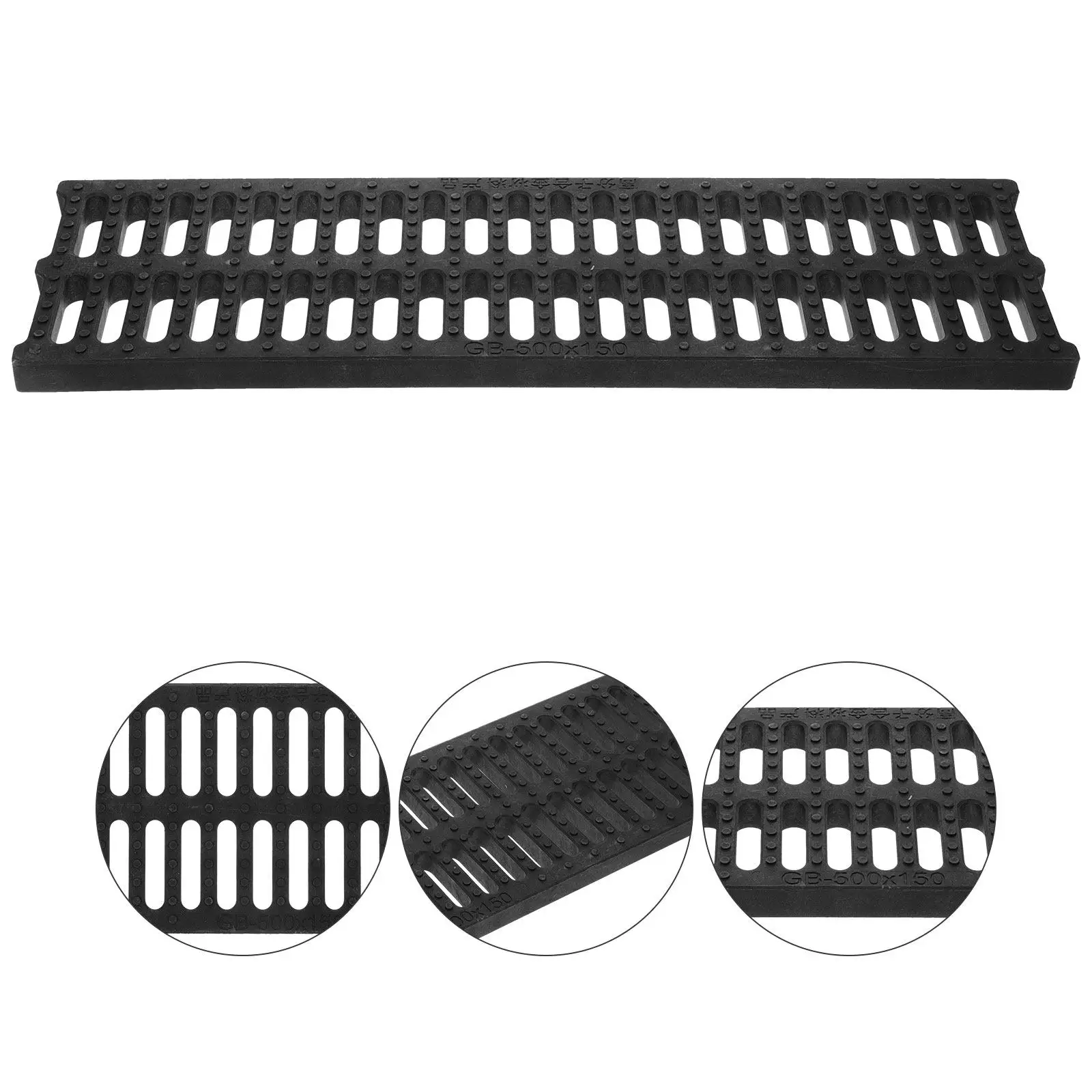 Outdoor Plastic Drain Grate Rectangular Gutter Drain Cover Sturdy Sewer Channel Drainage Grate Yard Kitchen Basement Cover