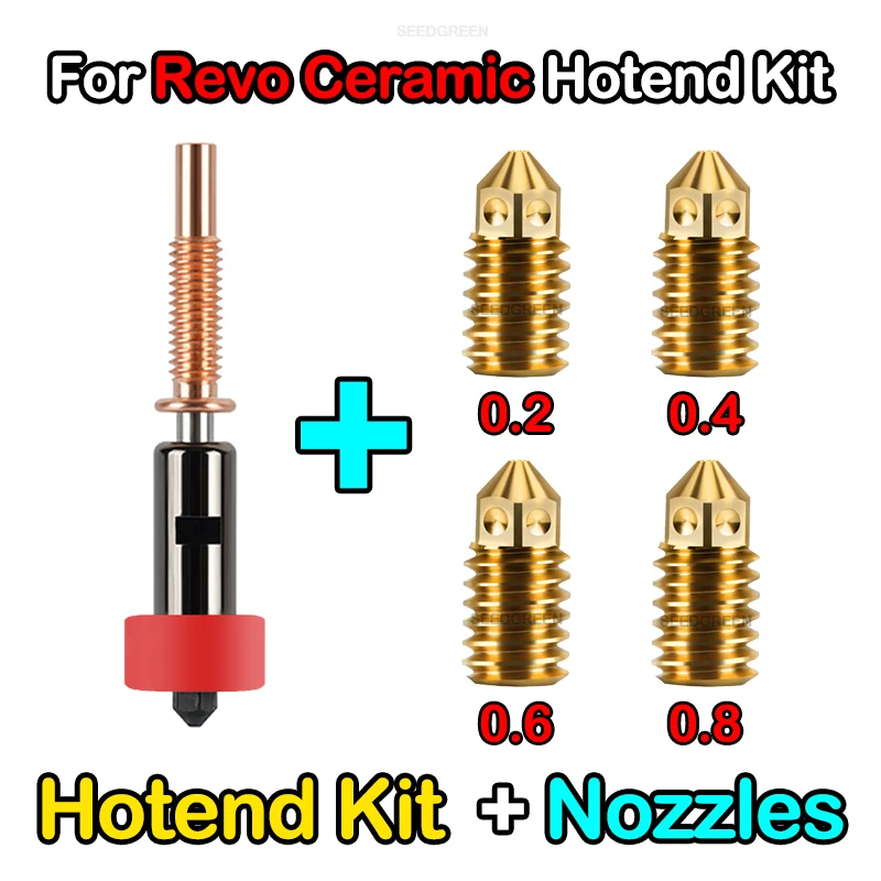 For REVO Hotend 0.2mm/0.4mm/0.6mm/0.8mm Replaceable Nozzles Hardened Steel/Copper/Titanium /TC4 Material Upgraded Standard Flow