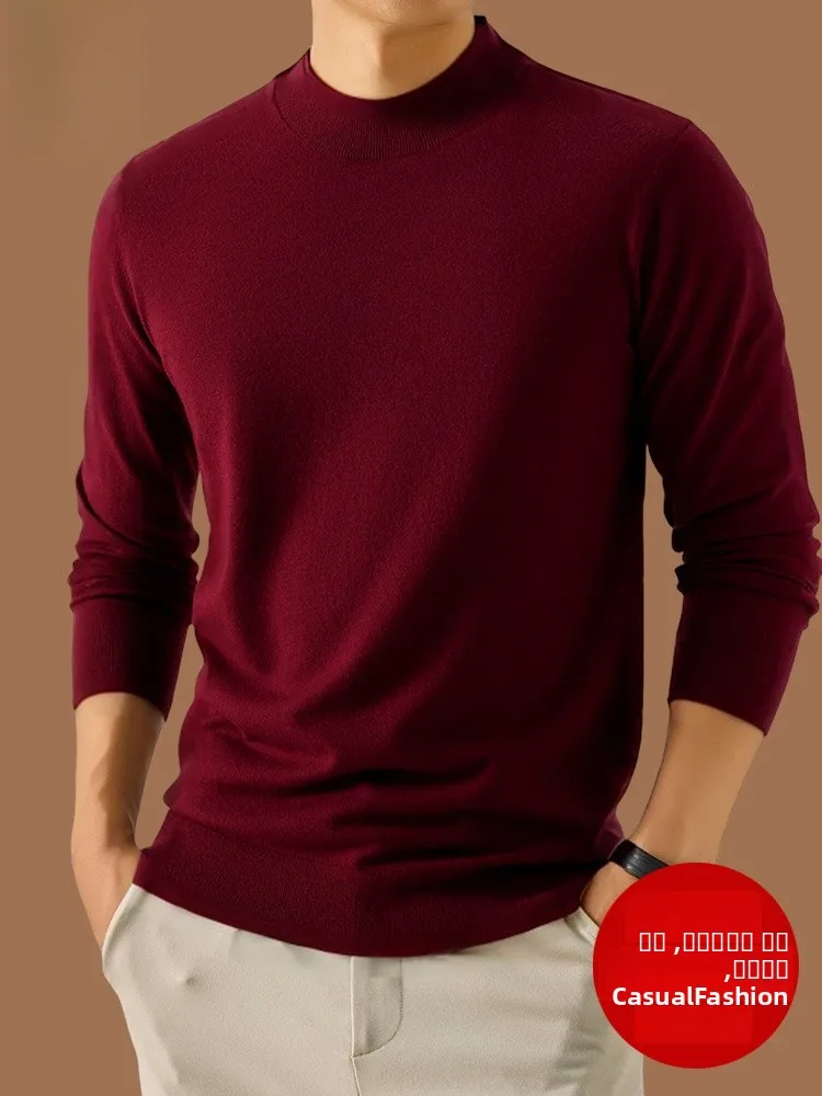 

Rn Men's Knitted Sweater f High Collar Casual Base irt Faionable Autumn Winter Polyester Blend Long Sve Top