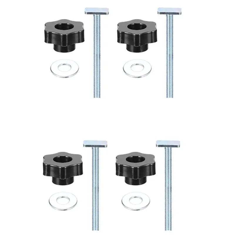 ABMS-4Set Handle T-Slot Slider Miter T-Track Jig Screw Fixture DIY