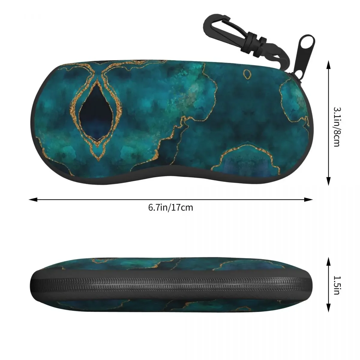 Blue And Turquoise Agate Gemstone Shell Eyeglasses Case Men Women Cool Glasses Case Sunglasses Box Pouch