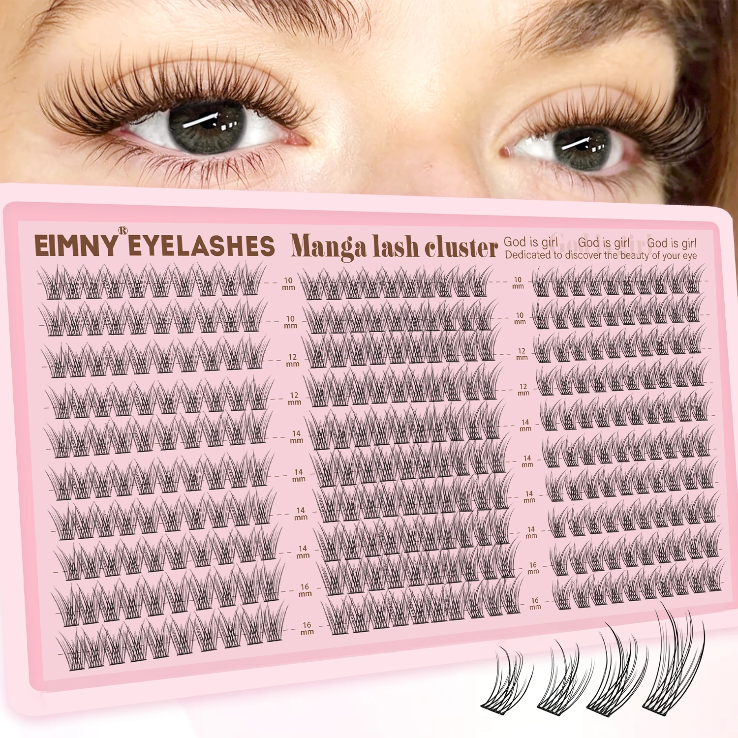 Manga Wimpern-Cluster-Set, Natürlich, 300 Stück, Wimpernverlängerungs-Kit, Wispy Fairy Fluffy Wimpern-Cluster, Anime Cosplay Wimpern