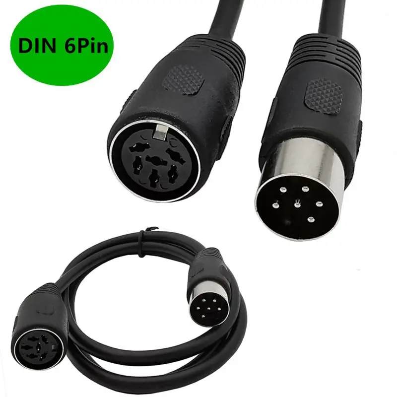 DIN6Pin Cable, Large DIN 6Pin Male To Male DIN6P Male To Female Audio Data Signal Connection Cable