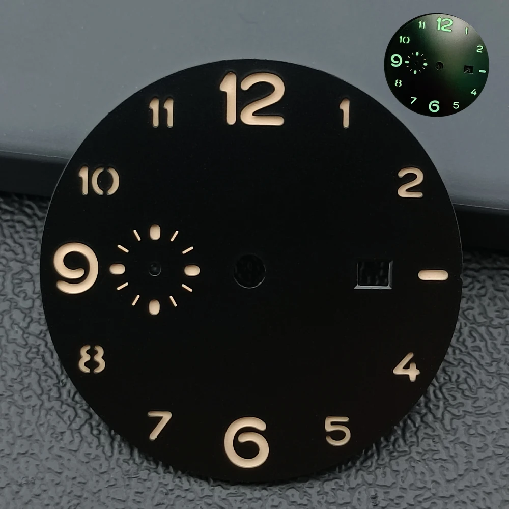 36.6mm dial green luminous single calendar Sterile dial and hands fits for ST2555/ST2533/ST2557/6497 movement watch accessories