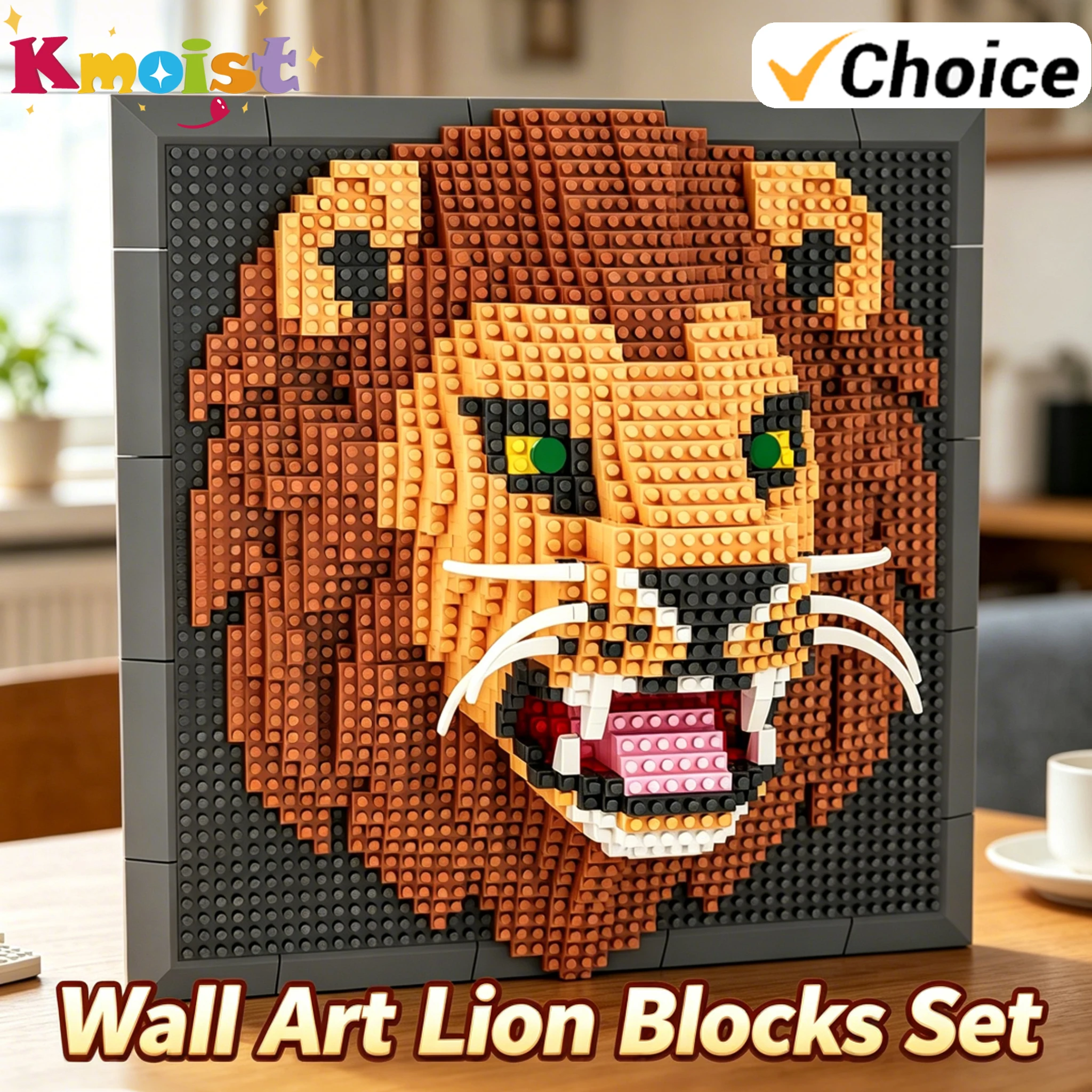 Lion Animal 3D Wall Art Micro Mini Building Blocks Set for Adults Unique Home Wall Decor or Table Display Birthday Gifts Toys