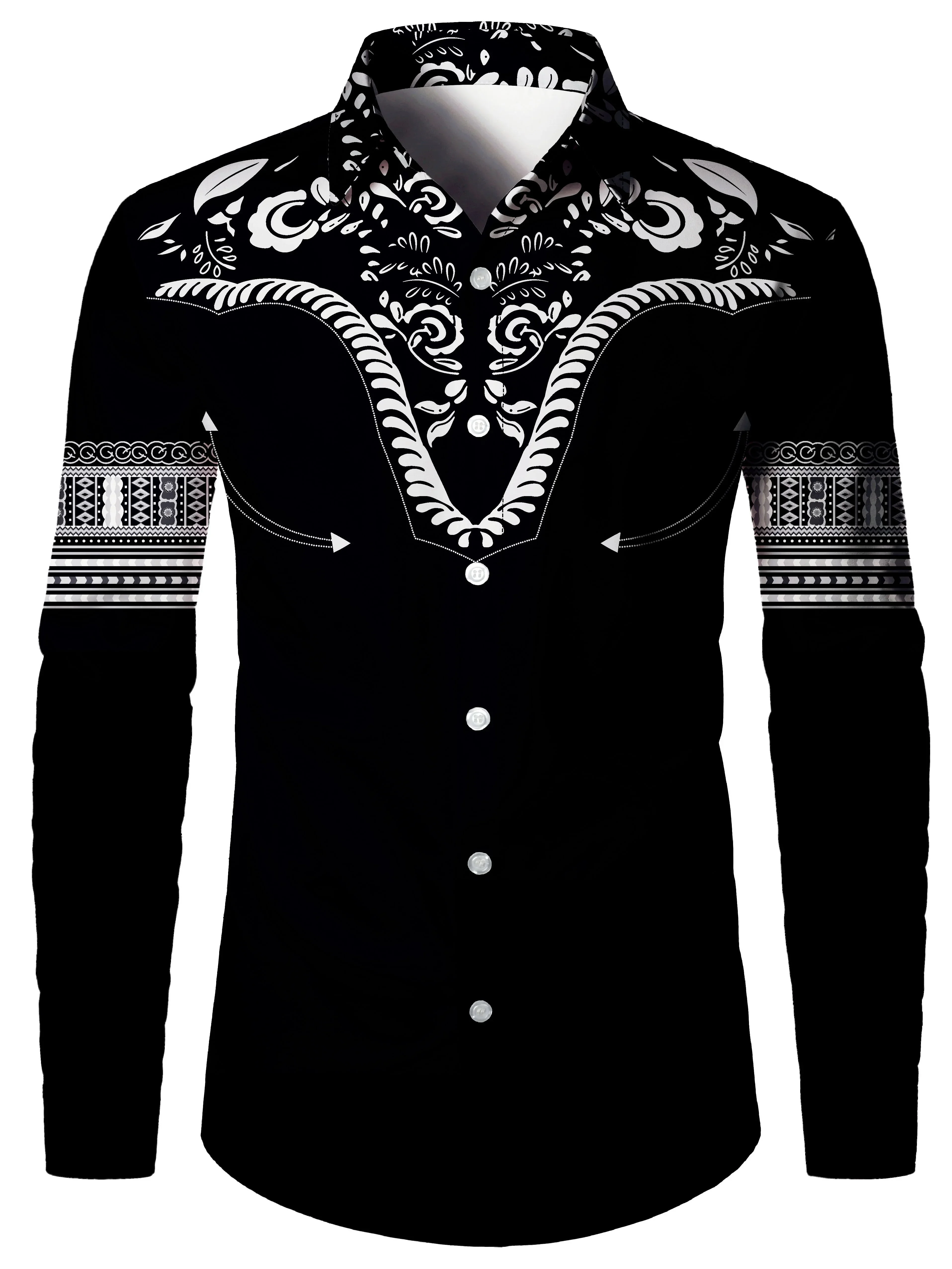 Camisa masculina retro étnica padrão 3d impresso high-end lapela manga longa casual negócios moda festa camisa ao ar livre rua topo