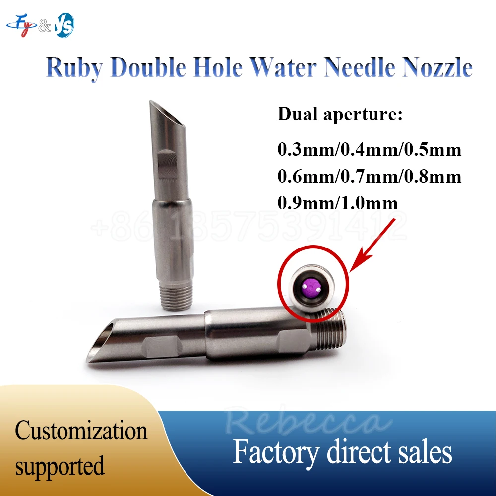 

High-Pressure Water Needle Nozzle Ruby Core Dual Hole Linear Jet Nozzle for Paper Mill Trimming Industrial Liquid Flow Cutting
