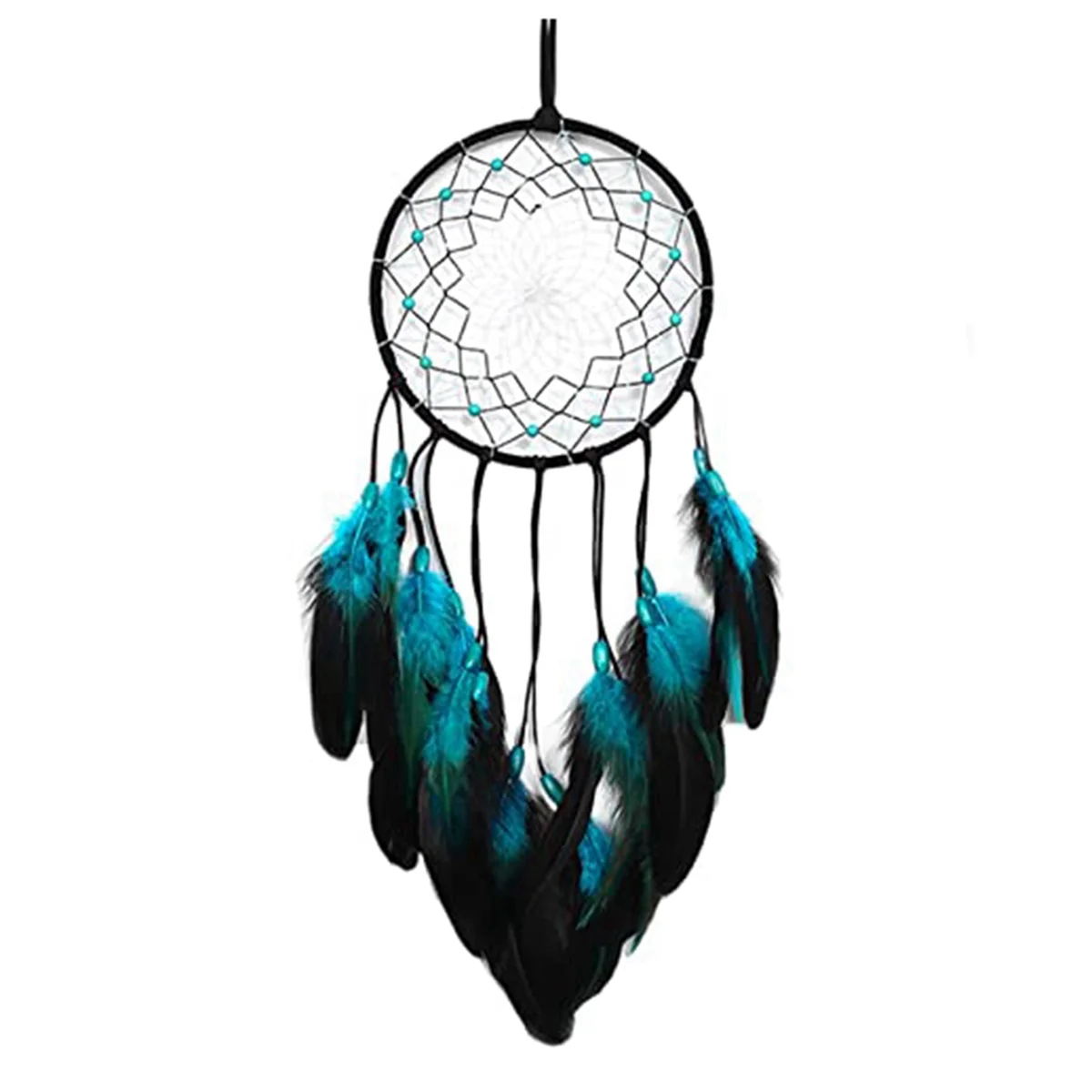 1PCS Dreamcatcher Blue Tree with Feathers, Handmade Indians Traditional Circular Net for Wall Hanging