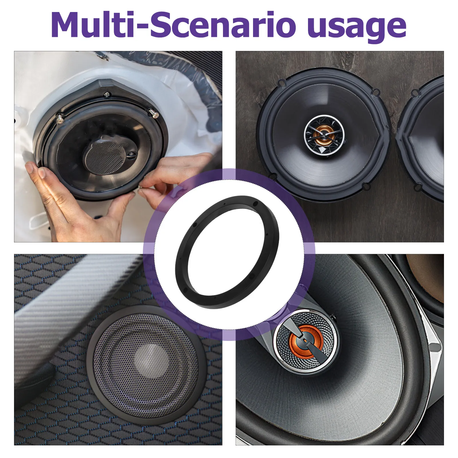 1Pair Universal 6.5 Inch Car Speaker Spacer Plastic Adapter Mounting Rings Bracket Extender Replacement for Automotive Audio