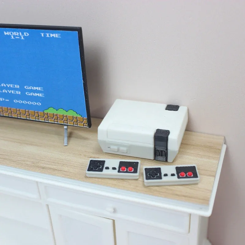 Mini Game Controller Toys Model Set, Featuring Dollhouse Host+Game Card and 2 Gamepads