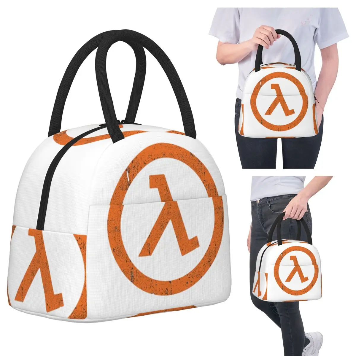 نصف الحياة لامدا رمز أكياس الغداء معزول بينتو صندوق مقاوم للماء حقيبة الغداء مانعة للتسرب نزهة أكياس حقيبة للحفاظ على البرودة للمرأة الاطفال #6