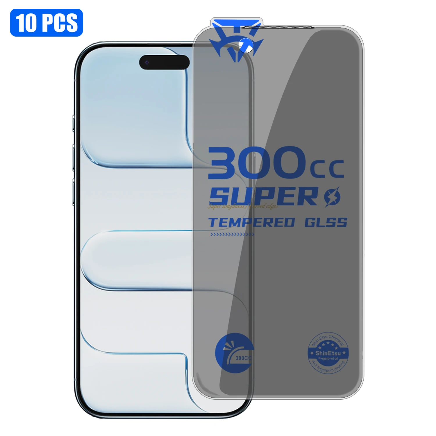 

For iPhone Air 10Pcs Tempered Glass Film 300CC Edgeless Anti-static Anti-spy Full Screen Protector - Black