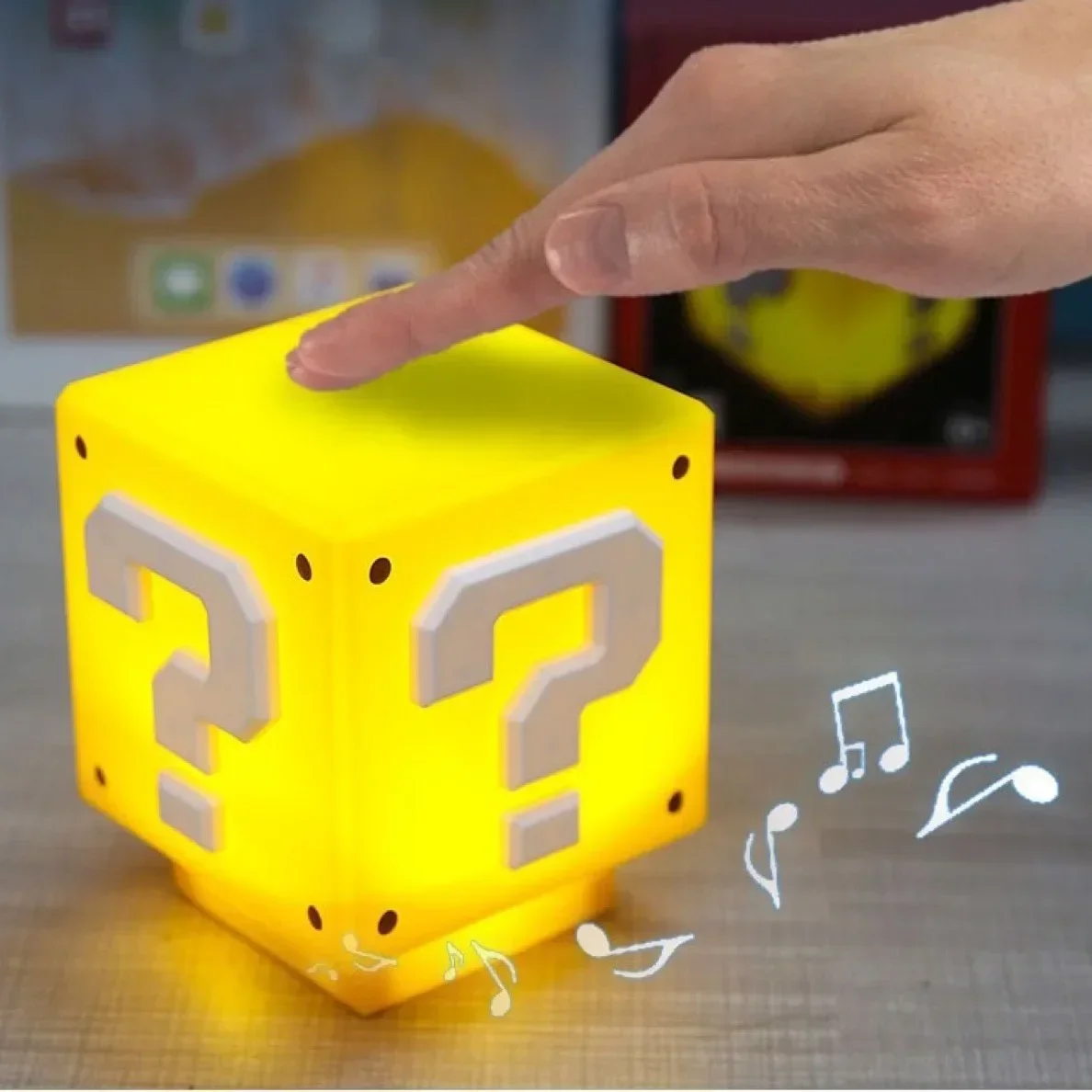 Voice Control 3D Night Lights Colorful Pac Man Super Mario Figure Pixel Led Question Mark Light Game Icon Atmosphere Lamp Gifts