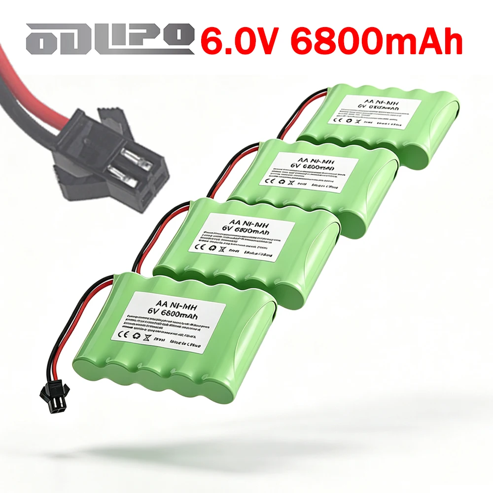 SM-2P Connector 6.8Ah 6V NiMH AA Battery Pack 6800mAh For RC Toys Cars Robots Tanks Boats, 5*Aa NI-MH 6v Rechargeable Battery
