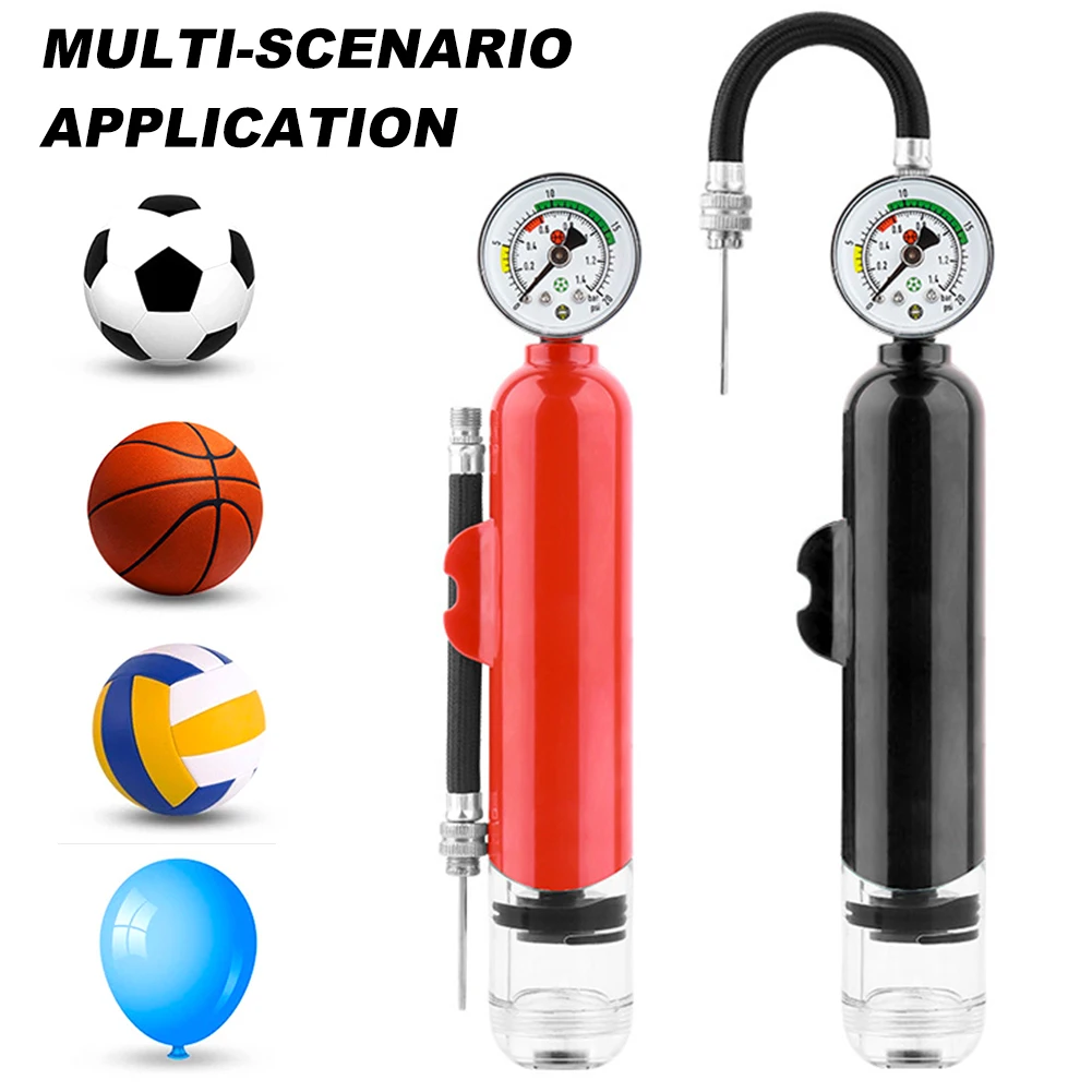 20PSI Handheld Ball Pump with Pressure Gauge Portable Bike Pump Waterproof Motorcycle Tyre Inflator for MTB Road Bike